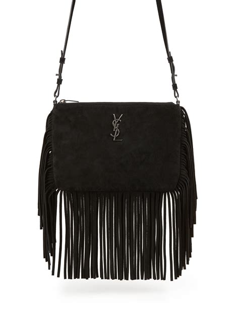 ysl black suede fringe bag|SAINT LAURENT Suede Calfskin Small Fringe Crossbody Bag .